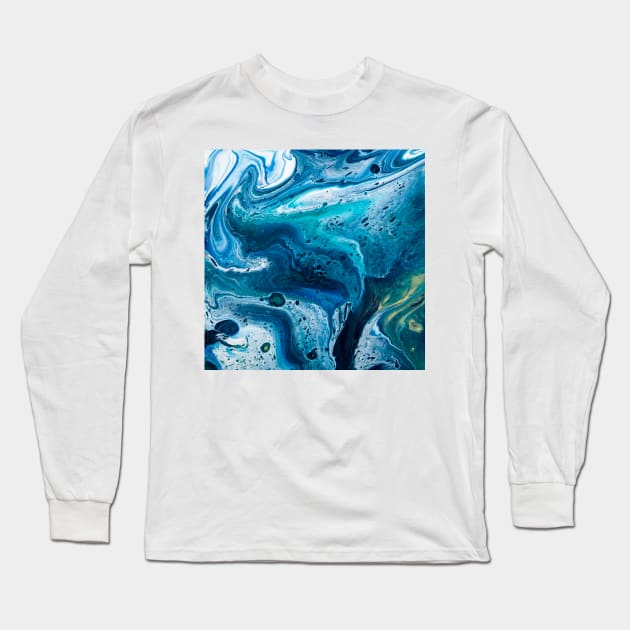 Hurricane Hallie (Marbled Acrylic Pour) Long Sleeve T-Shirt by ayemfid